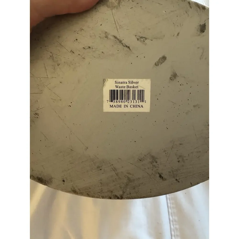 Popular Bath Sinatra Wastebasket Faux Diamond Panel Resin Silver Gray Bathroom